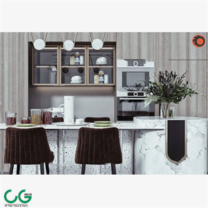 Modern Marble Bar Bar Chair 3d model